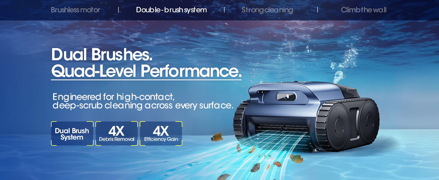 Seauto Pool Vacuum,3 Modes for In/Above-Ground Pools Up to 2150 Sq. Ft., Lasts Up to 150 Mins,Wall Climbing,180W Brushless Motor