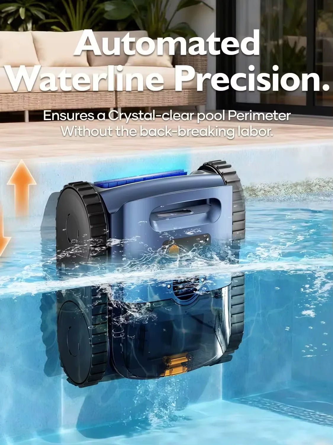 Seauto Pool Vacuum,3 Modes for In/Above-Ground Pools Up to 2150 Sq. Ft., Lasts Up to 150 Mins,Wall Climbing,180W Brushless Motor