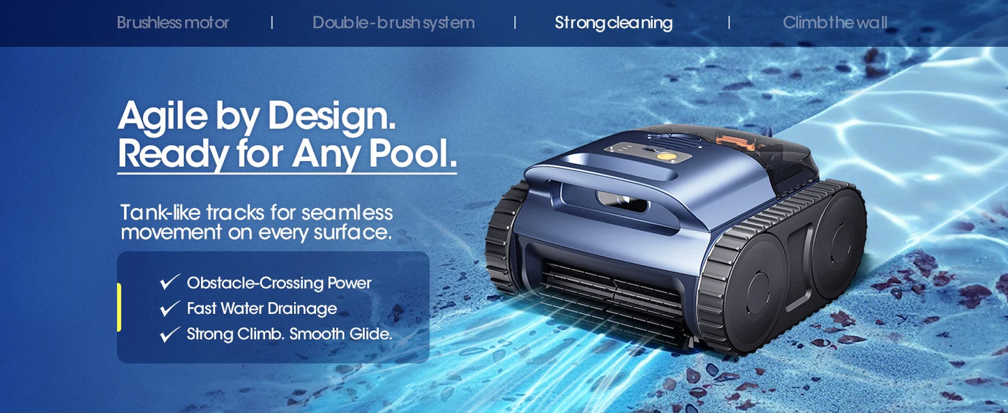 Seauto Pool Vacuum,3 Modes for In/Above-Ground Pools Up to 2150 Sq. Ft., Lasts Up to 150 Mins,Wall Climbing,180W Brushless Motor